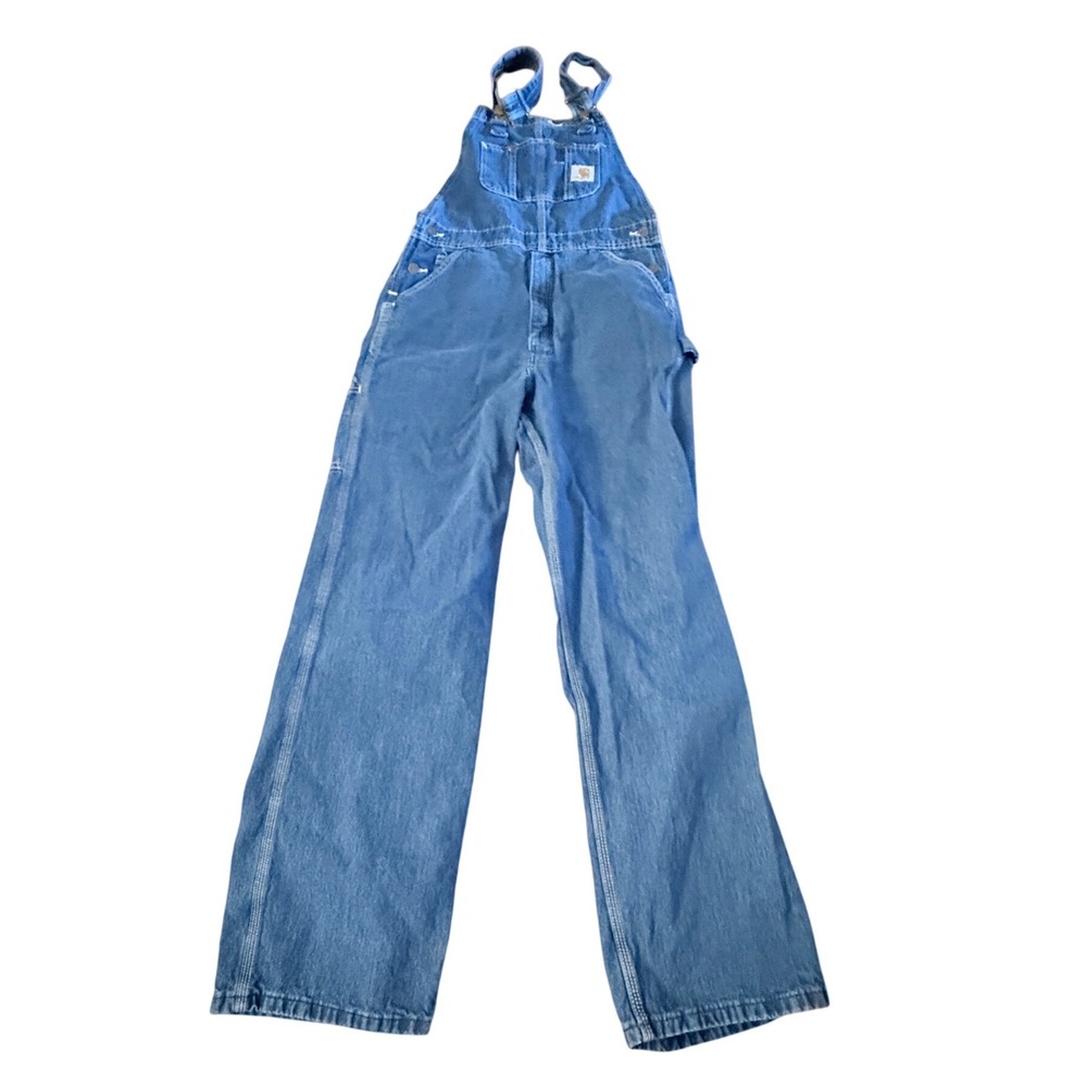 Carhartt R07 DST Denim Bib Overalls Mens 32x32 Blue Cotton Workwear Dungarees